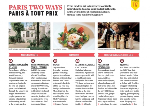 <p> Paris Two Ways </p><p style="font-size:12px"> From modern art to innovative cocktails, here’s how to balance your budget in the city. </p><p style="font-size:11px"> enRoute, September 2014</p>